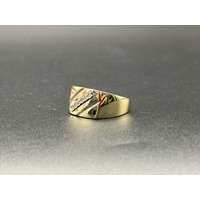 Mens 9ct Yellow Gold Diamond Signet Ring
