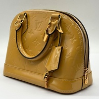 Louis Vuitton Alma BB Monogram Vernis Satchel Bag Beige Yellow with Strap