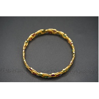 Ladies 21ct Yellow Gold Round Red & Pink Gemstone Bangle