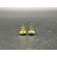 Ladies 9ct Yellow Gold Diamond Cluster Stud Earrings