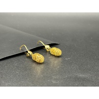 Ladies 21ct Yellow Gold Peanut Design Dangle Earrings