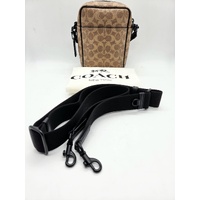 Coach CET69 C2654 Tristan Crossbody Bag 14 Signature Canvas Brown Dust Bag COA