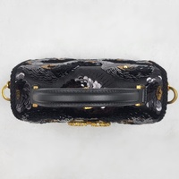 Authentic Valentino Garavani VSLING Mini Black Sequin Top Handle Bag Gold Chain