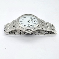 Citizen Eco-Drive E111 White Dial Silver Steel Mens Watch Date WR100