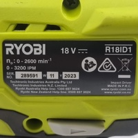 Ryobi R18ID1 18V ONE Impact Driver Skin + 2.0Ah Battery Cordless