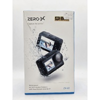 Zero-X ZX-60 4K UHD Waterproof Action Camera Dual Screen WiFi and Accessories