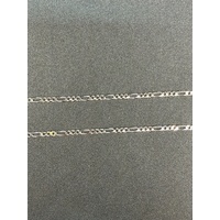 Ladies 18ct White Gold Figaro Chain & Cubic Zirconia Cross Pendant