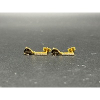 Ladies 9ct Yellow Gold Brown Quartz & CZ Drop Earrings