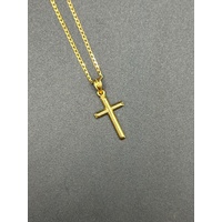 Unisex 9ct Yellow Gold Curb Link Chain with Cross Pendant