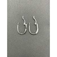 Ladies 9ct White Gold Diamond Oval Hoop Earrings