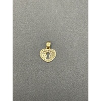 Ladies 9ct Yellow Gold White CZ Heart Keyhole Pendant