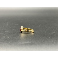 Ladies 18ct Yellow Gold Red Gemstone Solitaire Ring Size K