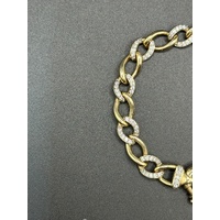 Ladies 9ct Yellow Gold Pavé Link Bracelet