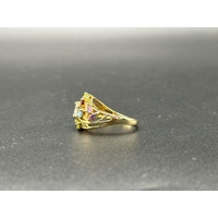 Ladies 9ct Yellow Gold Rainbow Coloured Gemstone Ring