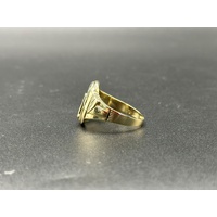 Mens 10ct Yellow Gold Diamond & Black Onyx Initial “A” Ring
