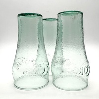 Coca-Cola Set of 3 Vintage Pebble Green Drinking Glasses 450ml Tumblers