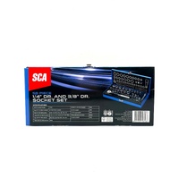 SCA 58Pc Socket Set 1/4 3/8 Drive Metric SAE Ratchet Tool Kit 547663