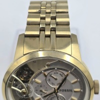 Fossil Townsman ME1137 Men's Gold-Tone Hybrid Quartz Automatic Skeleton Watch