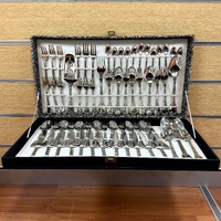 Vintage Italian Super Inox 800 Stamped 64 Pc Flatware Cutlery Set Case