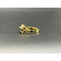 Ladies 14ct Yellow Gold Blue Sapphire & Diamond Ring