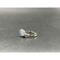 Ladies 18ct White Gold Blue Sapphire & Diamond Ring