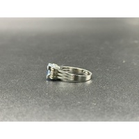 Ladies 18ct White Gold Blue Sapphire & Diamond Ring