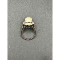 Ladies 14ct White Gold White Opal & Diamond Ring