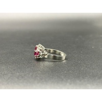 Ladies 18ct White Gold Pink Sapphire & Diamond Ring