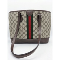 Gucci Ophidia Medium Tote Bag GG Monogram Brown Leather Italy 836849 + COA