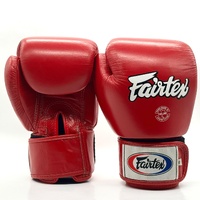 Fairtex BGV1 16oz Tight Fit Boxing Gloves Red Genuine Leather Thailand
