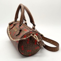 GUESS Anessa Cocoa Barrel Bag Crossbody Logo Print With Strap Tags