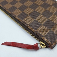 Louis Vuitton Damier Ebene Zipper Pouch Brown Checkered Red Interior