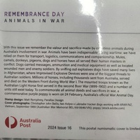 2024 Remembrance Day Animals in War $2 Coloured UNC Coin & Stamp Cover PNC
