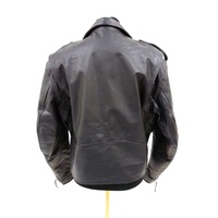 Vintage FMC Heavy Leather Biker Jacket Mens 48 Black Double Rider Moto