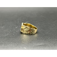 Mens 9ct Yellow Gold Harley Davidson Shield Design Ring