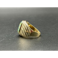 Mens 9ct Yellow Gold Opal Ring