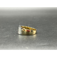 Mens 9ct Yellow Gold Diamond Band Ring