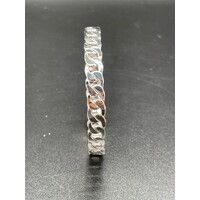 Unisex Sterling Silver Curb Link Round Bangle (Brand New)