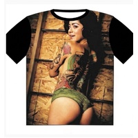 T-Shirt Sexy Rose Tattoo Girl Back Street Fashion (M - 40in/102cm Chest)