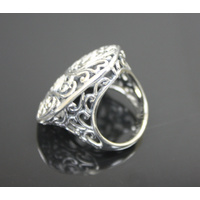 Shiny Heart Shaped Ajoure Sterling Silver Designer Ring 11.6 Grams [Size: 7/54]