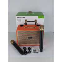 NEW Booms Bass M4202 Karaoke Portable Speaker Orange with Dual Microphones