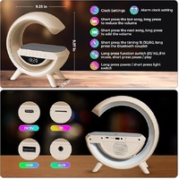 G shape LED Wireless Charger Bedside Clock & Night Lights Bluetooth Speaker NEW