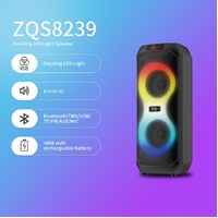 DJ Powered Karaoke Party Bluetooth Super Bass Dual 8 Inch 60W Speaker RGB Light