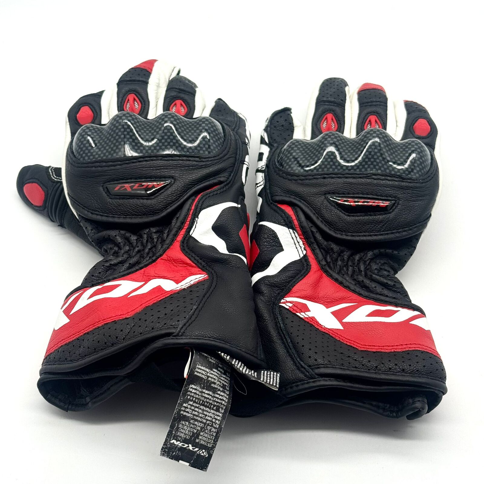 Ixon RS Circuit-R Gloves M Leather Racing Motorcycle Black White Red