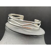 Unisex Sterling Silver 925 Swirl Cuff Bangle (Brand New)