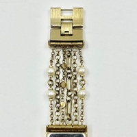 Guess W0140L2 Ladies Silk Silver Pearl Charm Watch Gold Tone Dial