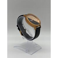 Brandon Ellis x Uncle Jack Unisex Black Gold Rose Leather Band Watch
