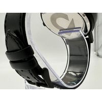 Uncle Jack 42mm All Black Genuine Leather Strap Unisex Quartz Watch