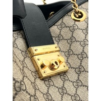 Genuine Gucci Padlock Medium GG Shoulder Bag with Key Lock Closure Chain Straps