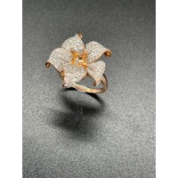 Ladies 14ct Rose Gold Diamond Flower Ring (Pre-Owned)